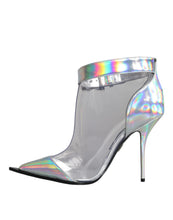 Silver Iridescent PVC Pointed Short Boots Shoes Dolce & Gabbana