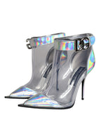 Silver Iridescent PVC Pointed Short Boots Shoes Dolce & Gabbana