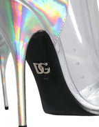 Silver Iridescent PVC Pointed Short Boots Shoes Dolce & Gabbana