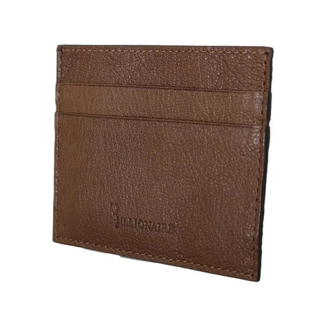 Brown Leather Cardholder Wallet Billionaire Italian Couture