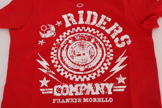 Red Cotton RIDERS Crewneck T-Shirt Frankie Morello