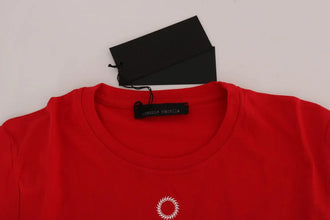 Red Cotton RIDERS Crewneck T-Shirt Frankie Morello