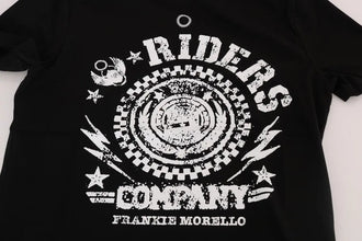 Black Cotton RIDERS Crewneck T-Shirt Frankie Morello