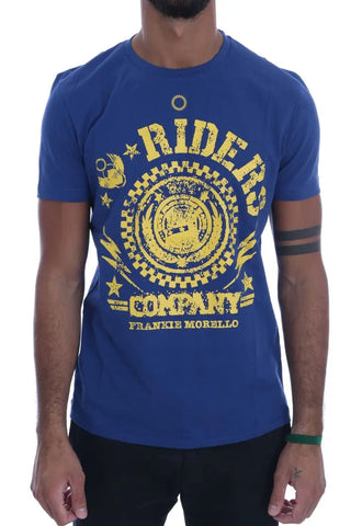 Blue Cotton RIDERS Crewneck T-Shirt Frankie Morello