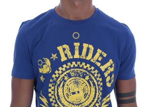 Blue Cotton RIDERS Crewneck T-Shirt Frankie Morello