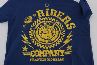 Blue Cotton RIDERS Crewneck T-Shirt Frankie Morello