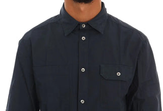 Blue Casual Cotton Long Sleeve Shirt John Galliano