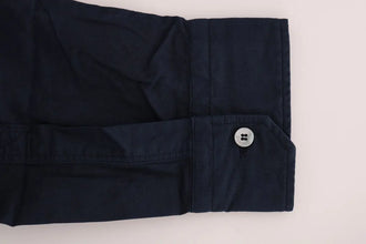 Blue Casual Cotton Long Sleeve Shirt John Galliano
