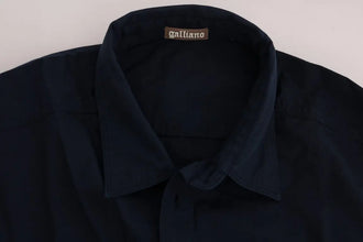 Blue Casual Cotton Long Sleeve Shirt John Galliano