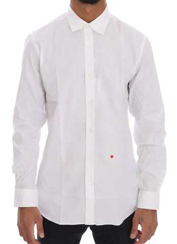 White Cotton Stretch Slim Fit Dress Shirt Moschino