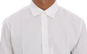 White Cotton Stretch Slim Fit Dress Shirt Moschino