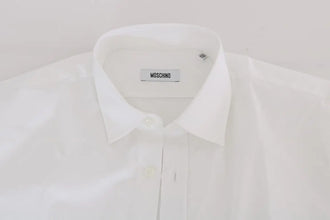 White Cotton Stretch Slim Fit Dress Shirt Moschino