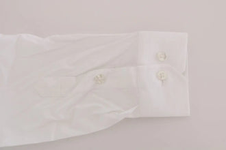 White Cotton Stretch Slim Fit Dress Shirt Moschino