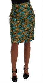 Multicolor Jacquard Straight Pencil Skirt Dolce & Gabbana