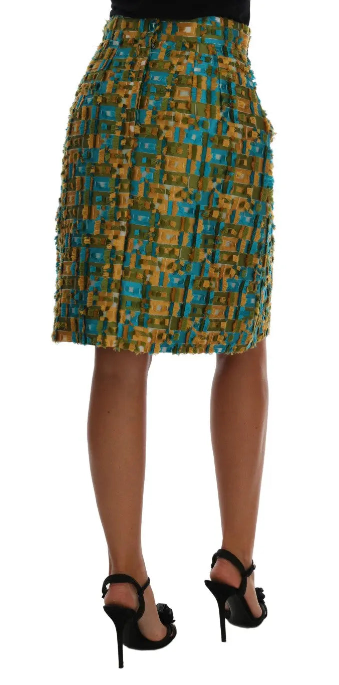 Multicolor Jacquard Straight Pencil Skirt Dolce & Gabbana