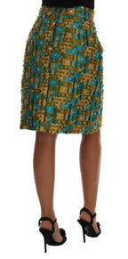 Multicolor Jacquard Straight Pencil Skirt Dolce & Gabbana