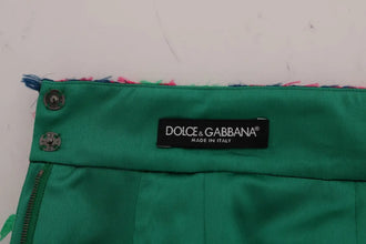 Pink Green Jacquard Pencil Skirt Dolce & Gabbana