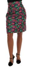 Pink Green Jacquard Pencil Skirt Dolce & Gabbana