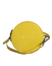 MSGM Yellow Leather Logo Crossbody Sling Shoulder Round Bag