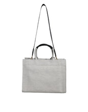 Versace White Top Handle Canvas Leather Logo Crossbody Tote Bag