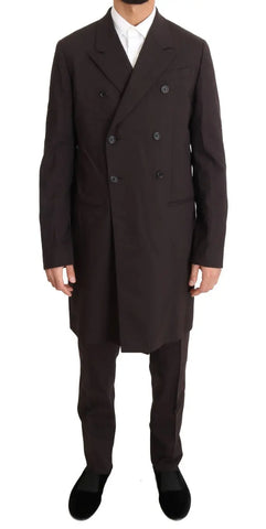 Bordeaux Wool Stretch Long 3 Piece Suit Dolce & Gabbana