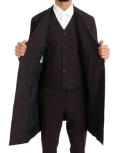 Bordeaux Wool Stretch Long 3 Piece Suit Dolce & Gabbana