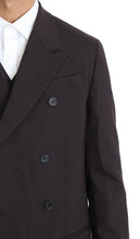 Bordeaux Wool Stretch Long 3 Piece Suit Dolce & Gabbana