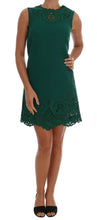 Green Floral Cutout Silk Wool Dress Dolce & Gabbana