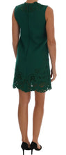 Green Floral Cutout Silk Wool Dress Dolce & Gabbana