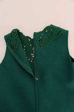 Green Floral Cutout Silk Wool Dress Dolce & Gabbana