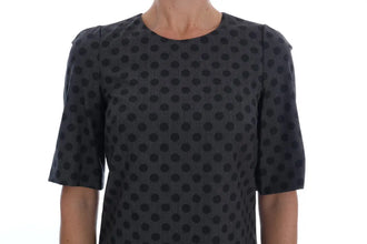 Gray Polka Dotted Wool Stretch Dress Dolce & Gabbana