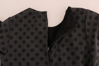 Gray Polka Dotted Wool Stretch Dress Dolce & Gabbana