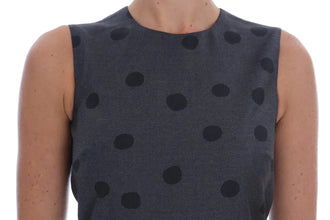 Gray Polka Dotted Sheath Wool Dress Dolce & Gabbana