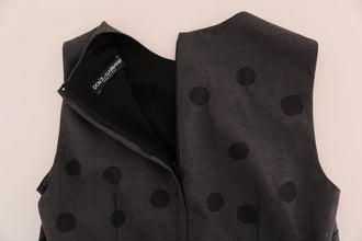 Gray Polka Dotted Sheath Wool Dress Dolce & Gabbana