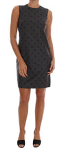 Gray Polka Dotted Sheath Wool Dress Dolce & Gabbana