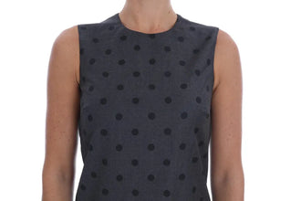 Gray Polka Dotted Sheath Wool Dress Dolce & Gabbana