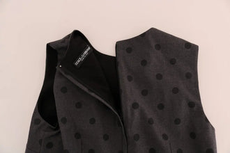 Gray Polka Dotted Sheath Wool Dress Dolce & Gabbana