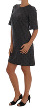 Gray Polka Dotted Sheath Wool Dress Dolce & Gabbana