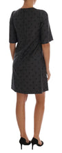 Gray Polka Dotted Sheath Wool Dress Dolce & Gabbana
