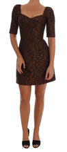 Black Brown Floral Brocade A-Line Dress Dolce & Gabbana
