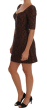 Black Brown Floral Brocade A-Line Dress Dolce & Gabbana