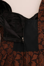 Black Brown Floral Brocade A-Line Dress Dolce & Gabbana