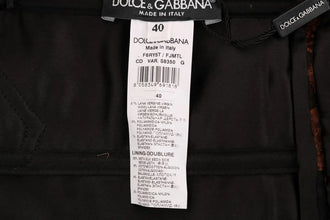 Black Brown Floral Brocade A-Line Dress Dolce & Gabbana