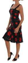 Black Red Polka Sequined Shift Dress Dolce & Gabbana