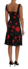 Black Red Polka Sequined Shift Dress Dolce & Gabbana