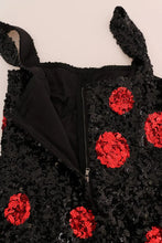 Black Red Polka Sequined Shift Dress Dolce & Gabbana