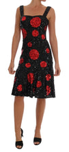 Black Red Polka Sequined Shift Dress Dolce & Gabbana
