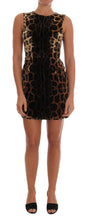 Brown Leopard Print Silk Sheath Dress Dolce & Gabbana
