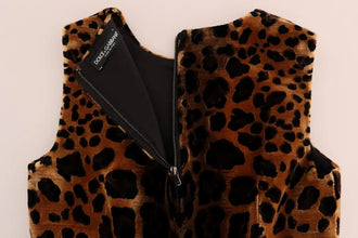 Brown Leopard Print Silk Sheath Dress Dolce & Gabbana
