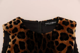 Brown Leopard Print Silk Sheath Dress Dolce & Gabbana